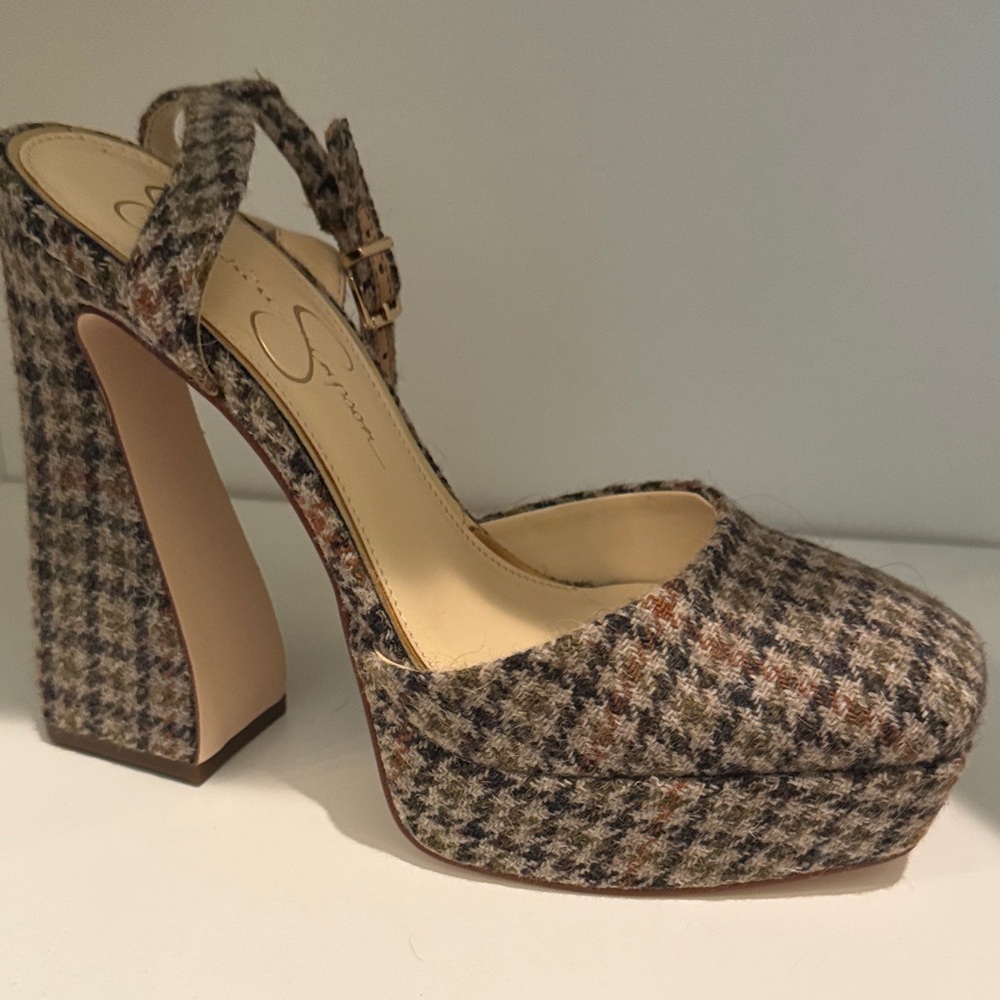 Jessica Simpson Multicolor Tweed Platform Heels